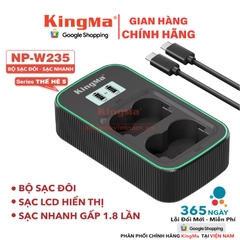 Bộ Sạc Đôi KingMa NP-W235 Phiên Bản Sạc Nhanh Gấp 1.8 Lần . For FUJI X-T4, X-T5, X-H2, X-H2S,...