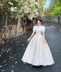 Đầm cổ ngọc đính tay bồng dáng xoè H