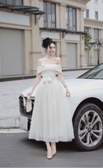 Đầm thiết kế trễ vai xoè bồng