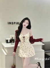 Set đầm dây hoa nhí kèm khoác pl