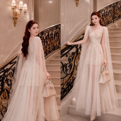 Đầm thiết kế ren tay rũ voan dáng dài
