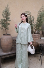 Lam gấm trúc cổ tròn cúc ngọc