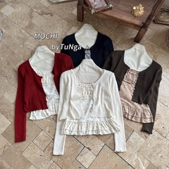 Áo kiểu set khoác ngắn áo dây chân xoè