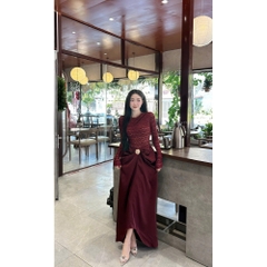 Đầm thiết kế cổ tròn dáng dài ôm body