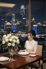 Đầm cổ sơ mi ren chân chữ A
