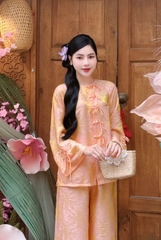 Đồ lam tơ ánh nút ngọc thắt nơ