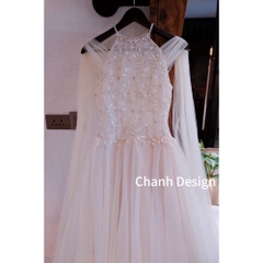 Đầm thiết kế cổ yếm voan tùng xoè