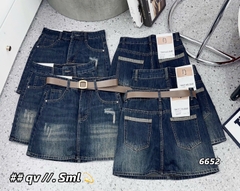Chân váy wash dơ đậm cào túi sau kiểu 6652