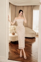 Đầm thiết kế trễ vai full ren ôm body