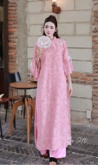 Áo dài tơ lông cổ bèo tay nơ