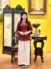 Bộ lam cổ bầu tay lửng +
 nơ