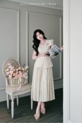 Đầm dáng dài khâu xếp ly cao cấp