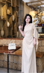Đầm lụa chéo vai tag đá