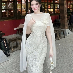Đầm thiết kế ren 2 dây body kèm choàng