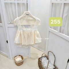Áo kiểu 2 dây thêu bản to phối ren