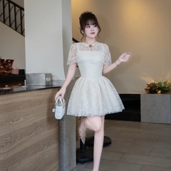 Đầm thiết kế 2 dây ren kèm áo choàng dáng ngắn