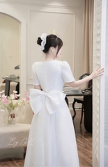 Đầm trắng xoè nơ sau cao cấp H