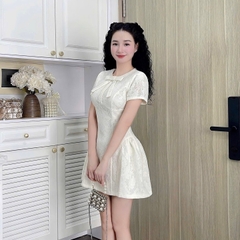 Đầm thiết kế cổ tròn nơ dáng A xoè ngắn