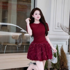 Đầm thiết kế ren tùng bồng tiểu thư