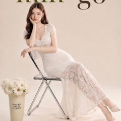 Đầm thiết kế cổ V xoắn  ngực body dáng dài