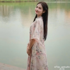 Áo dài cát tiên thô boi hoa