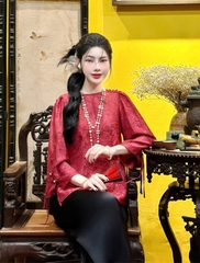Bộ lam cổ xoắn màu loang ngọc tay