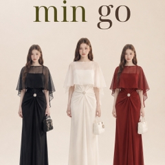 Đầm lụa xếp eo kèm áo choàng