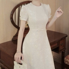 Đầm thiết kế kim sa nơ tay nơ eo dáng dài