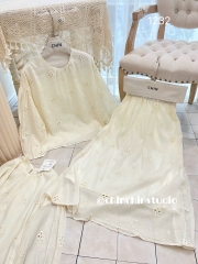 Set áo tay phồng kèm chân váng dài
