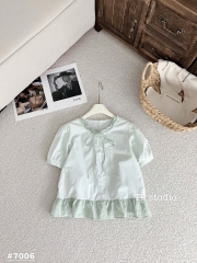 Áo kiểu somi babydoll cổ bèo thắt nơ