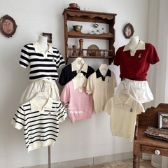 Áo len cổ V thêu gấu