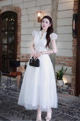 Đầm ren cổ bè tùng lưới H