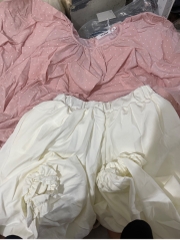 Set áo babydoll chấm bi kèm quần ống rộng bo chân
