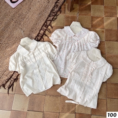 Áo kiểu hoa nhí 4 nút ngực cổ sen