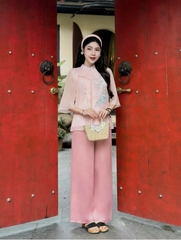 Bộ lam thêu phụng tơ đính ngọc