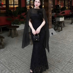 Đầm thiết kế ren 2 dây body kèm choàng