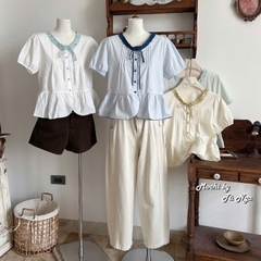 Áo somi kiểu babydoll cổ bèo