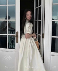 Đầm cổ ngọc đính tay bồng dáng xoè H