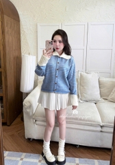 Áo len tay dài sọc xanh