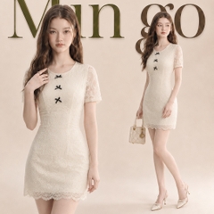 Đầm thiết kế 3 nơ ngực ren hở lưng