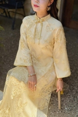 Áo dài voan hạc cổ tàu sang trọng