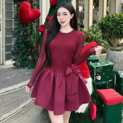Đầm thiết kế tay dài cổ tròn chân bồng sang chảnh