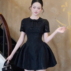 Đầm thiết kế cổ tròn nơ dáng A xoè ngắn