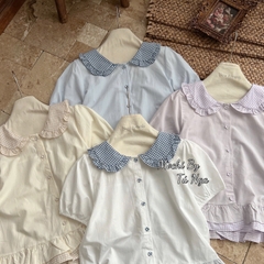 Áo somi kiểu cổ sen kẻ sọc