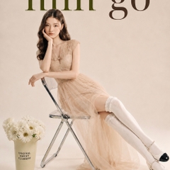 Đầm thiết kế cổ V phối voan tùng xoè