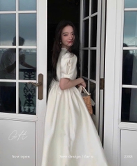 Đầm cổ ngọc đính tay bồng dáng xoè H