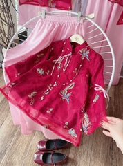 Set tơ thêu phượng đỏ