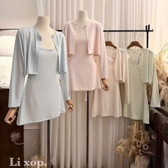 Set váy 2 dây ngắn kèm khoác ngoài