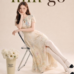Đầm thiết kế xoè tay phồng hoa nhẹ nhàng