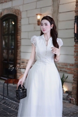 Đầm ren cổ bè tùng lưới H